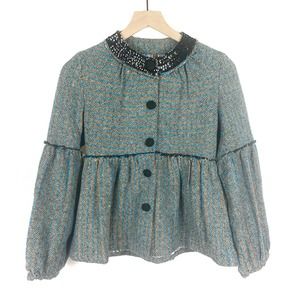 ErotoKritos Striped Sequin Wool Button Jacket